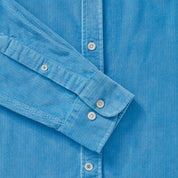 Cord Collarless Shirt - Dusty Blue