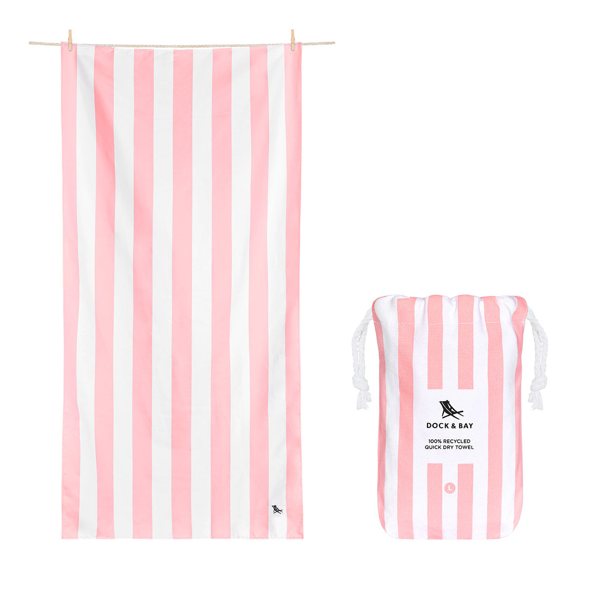 Dock & Bay Picnic Bundle - Pink Gingham Blanket  + 4 Cabana Towels - Set A