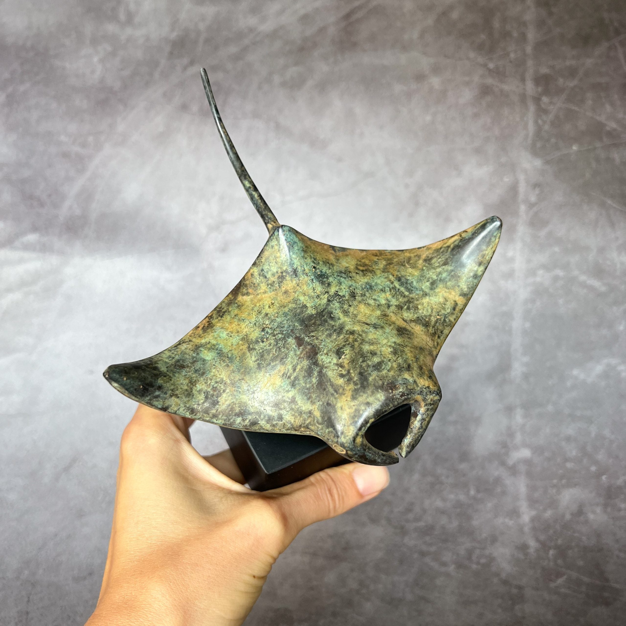 Manta Ray in Patinated Bronze, Small