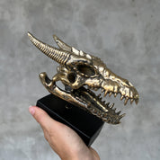 Polished Bronze Dragon Head Sculpture on Stand
