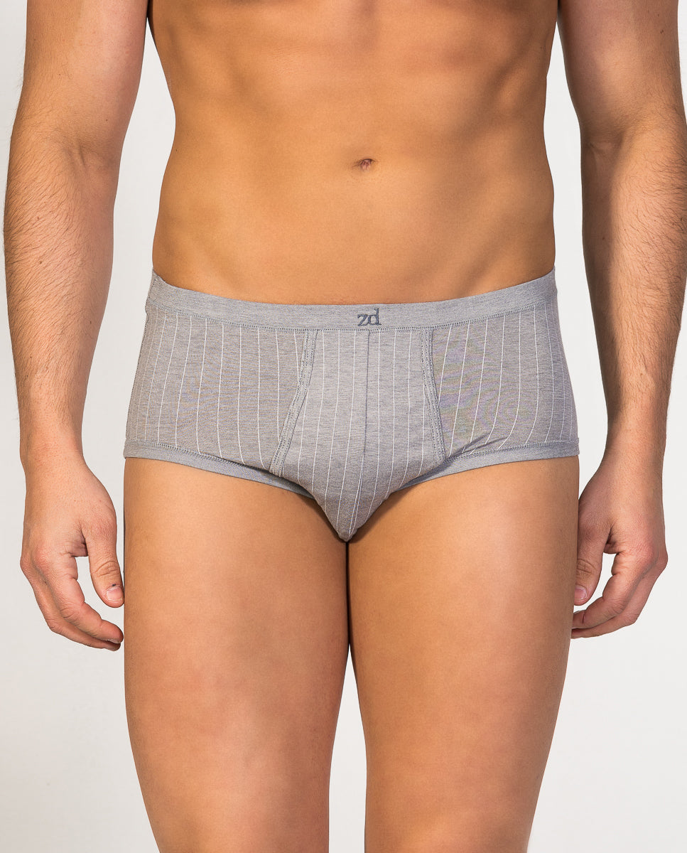Senior Pinstriped Fly Front Brief Egyptian Cotton