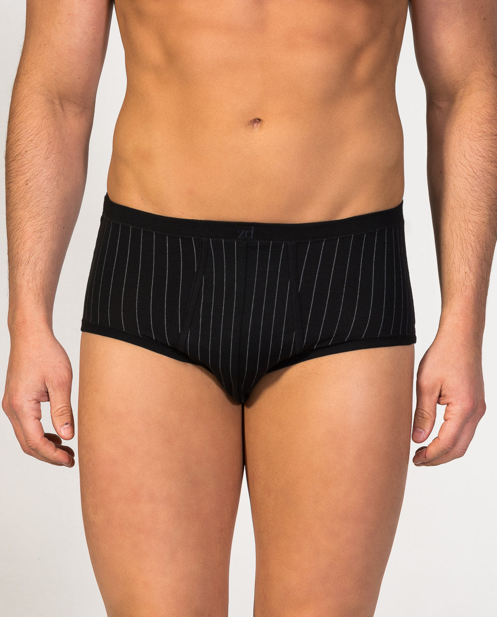 Senior Pinstriped Fly Front Brief Egyptian Cotton