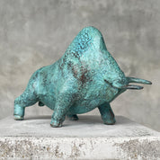 Patinated Charging American Bison