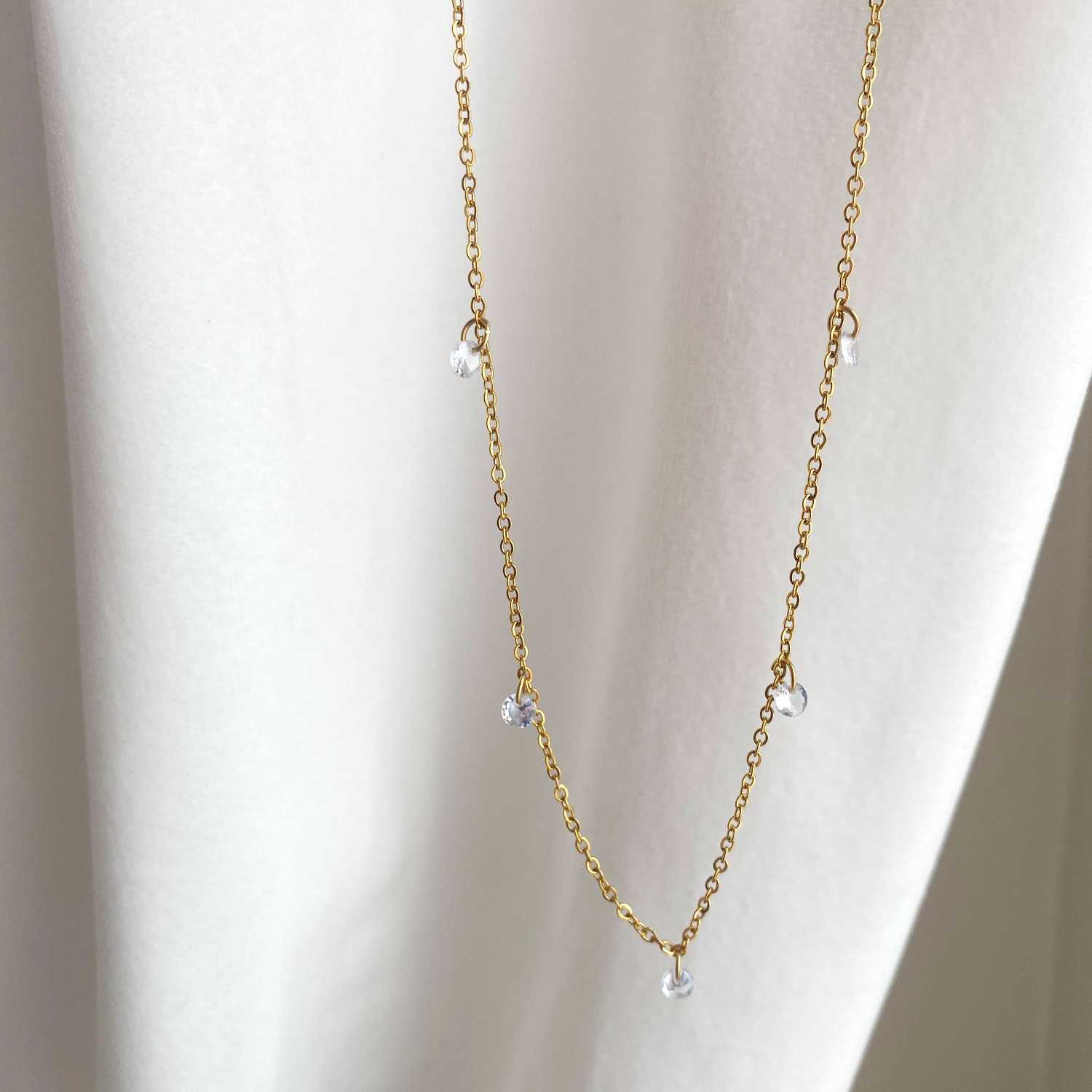 Rising Star Diamond Dangle Station Necklace