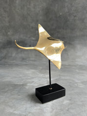 Floating Manta Ray in Polished Bronze