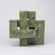 Patinated Endless Knot Cubist Sculpture Medium