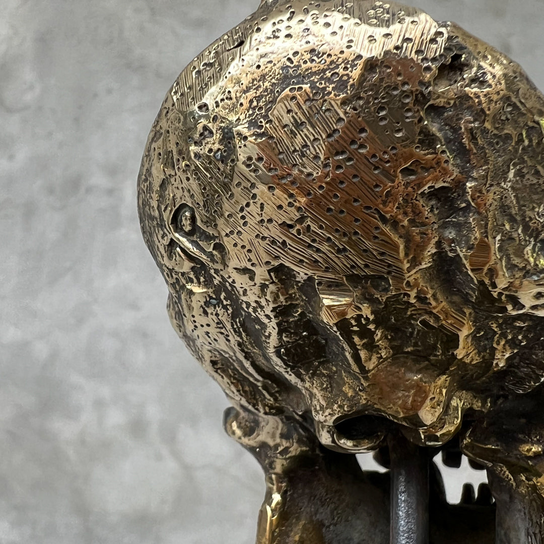 Small Polished Bronze Gorilla Skull