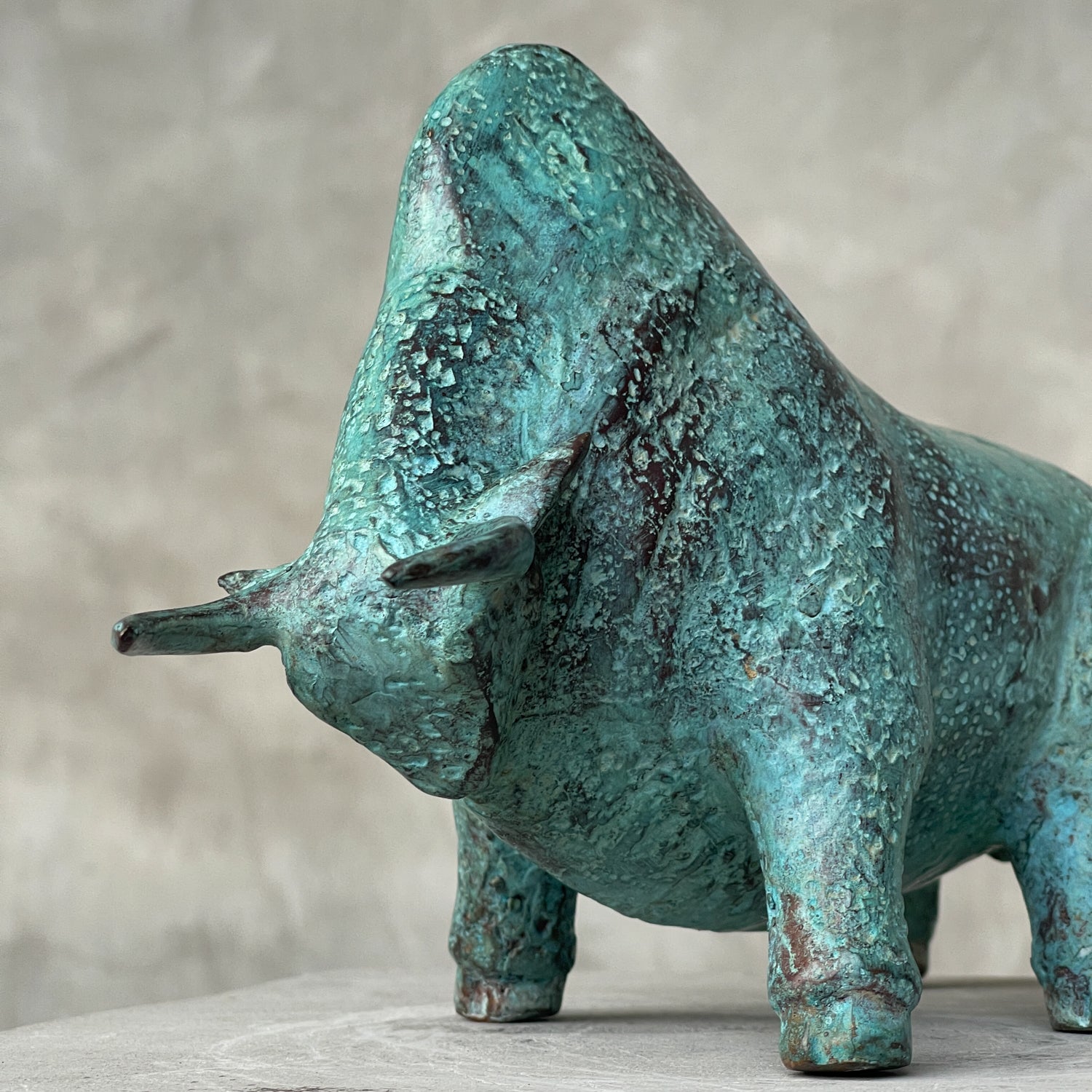 Patinated Charging American Bison