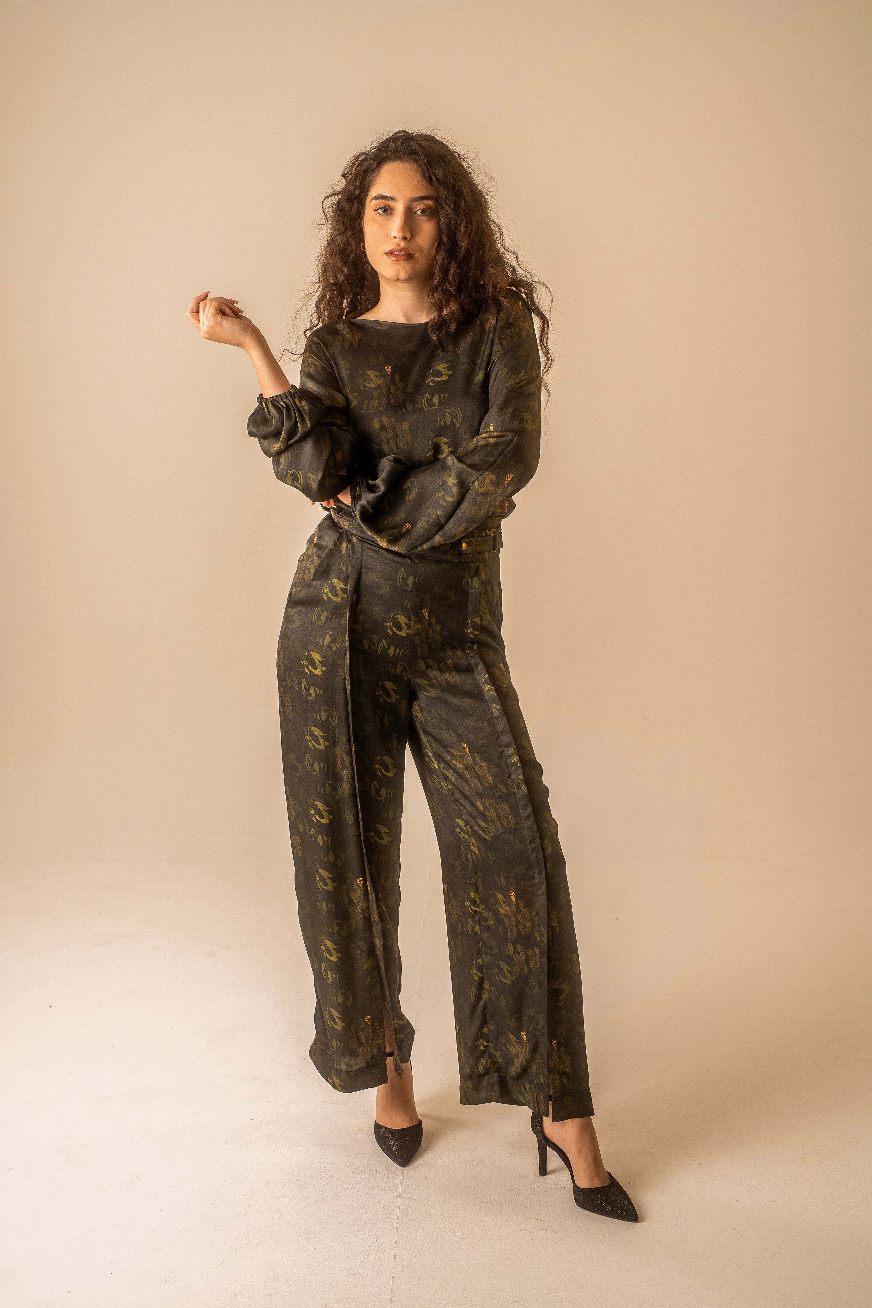 Print Pleat Trousers