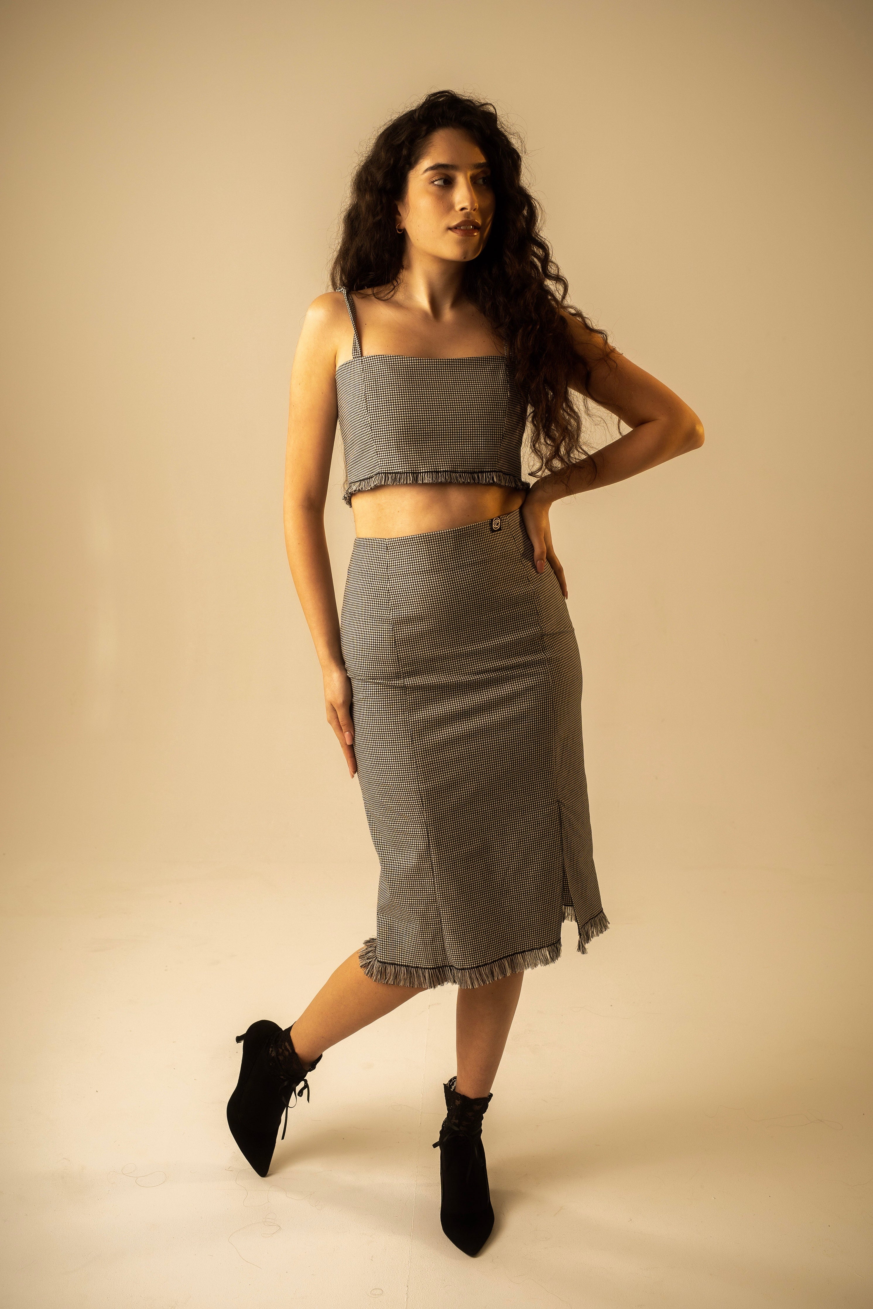 Check Fringe Bralette