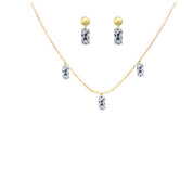 Rising Star Baguette 3 Diamond Necklace with Stud Gift Set