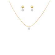 Rising Star Round Diamond Dot Solitaire Necklace and Matching Studs