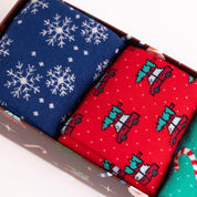 Motif Christmas Drawer Box - 4 Pairs of Bamboo Socks (His)