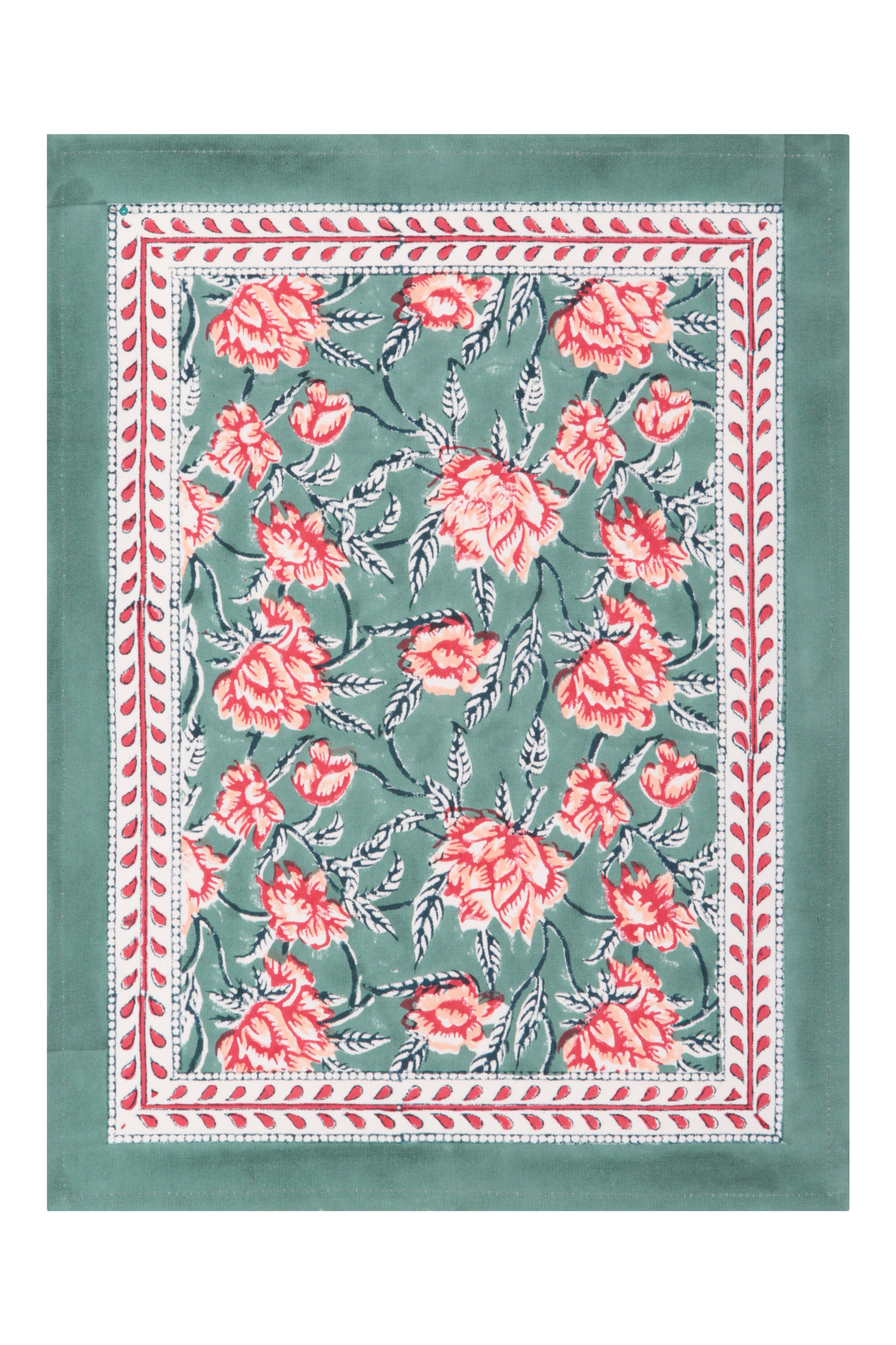 Bordered Mat 35 X 45 Cms Place Mat Cotton Green One Size