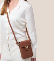 Luna Compact Vegan Bio-Based Bamboo Phone Bag in Brown