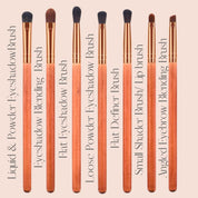 Vegan Makeup Brushes Eye Set- Glamour. Sustainable Wood & Bronze