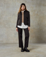 Womens Dark Chocolate Wool Herringbone Jacket