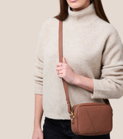 Silvie Vegan Bio-Based Bamboo Dual-Look Bamboo Crossbody Bag in Brown
