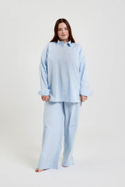 Yew striped ethical-cotton pyjama shirt - Blue Stripe