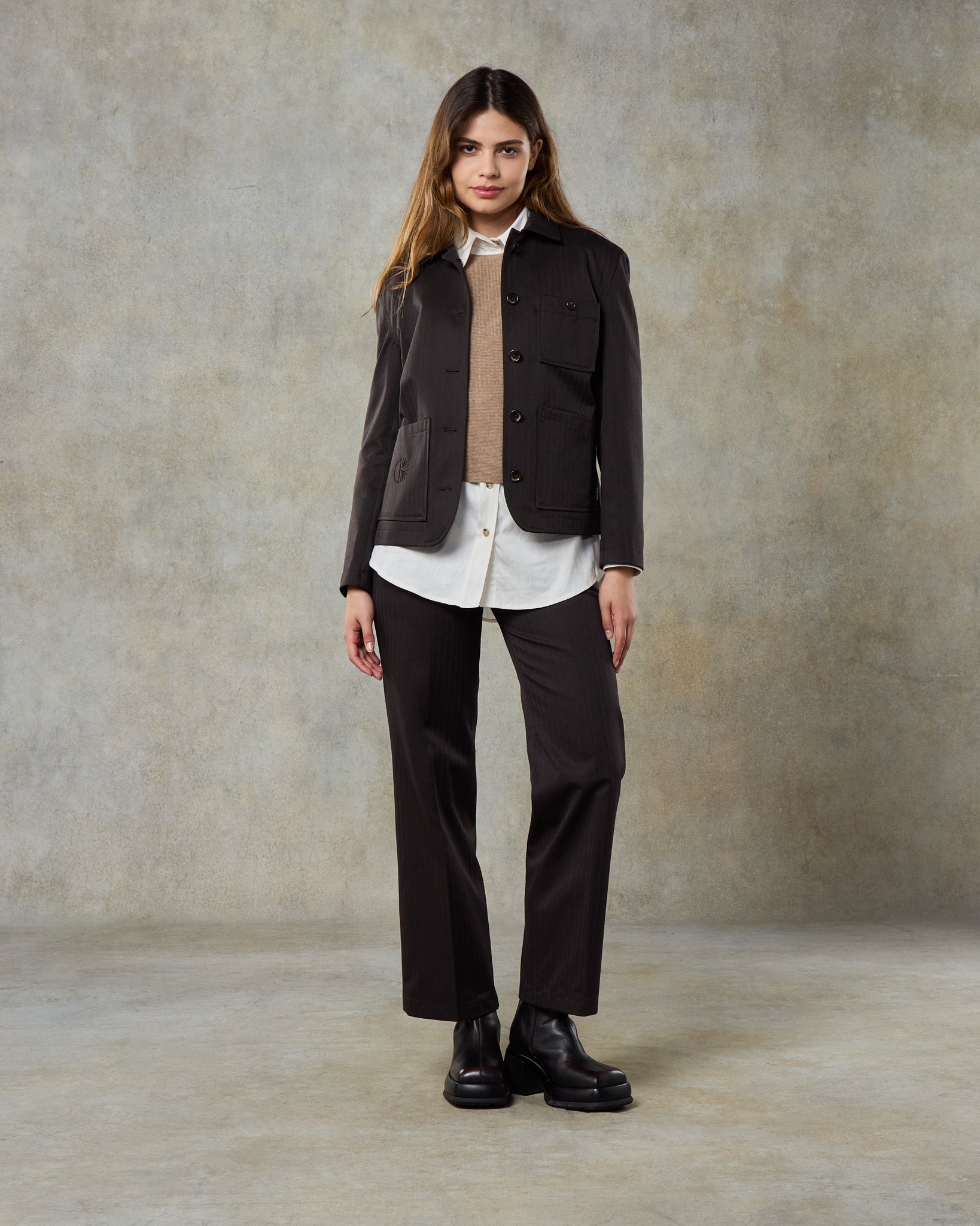 Batch 06 - Womens Dark Chocolate Wool Herringbone Suit