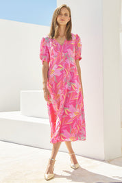 Anne EcoVero™ Dress | Tropical Pink/Yellow