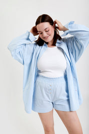 Lomandra ethical-cotton pyjama shorts - Blue Stripe