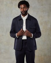 Mens Rich Navy Wool Herringbone Jacket