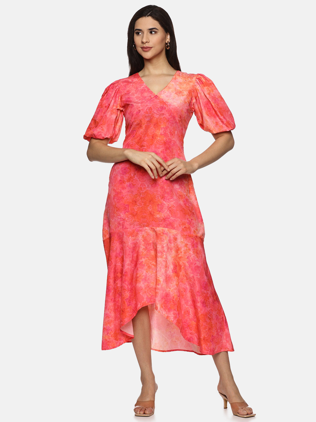 IS.U Floral Pink High Low Midaxi Dress