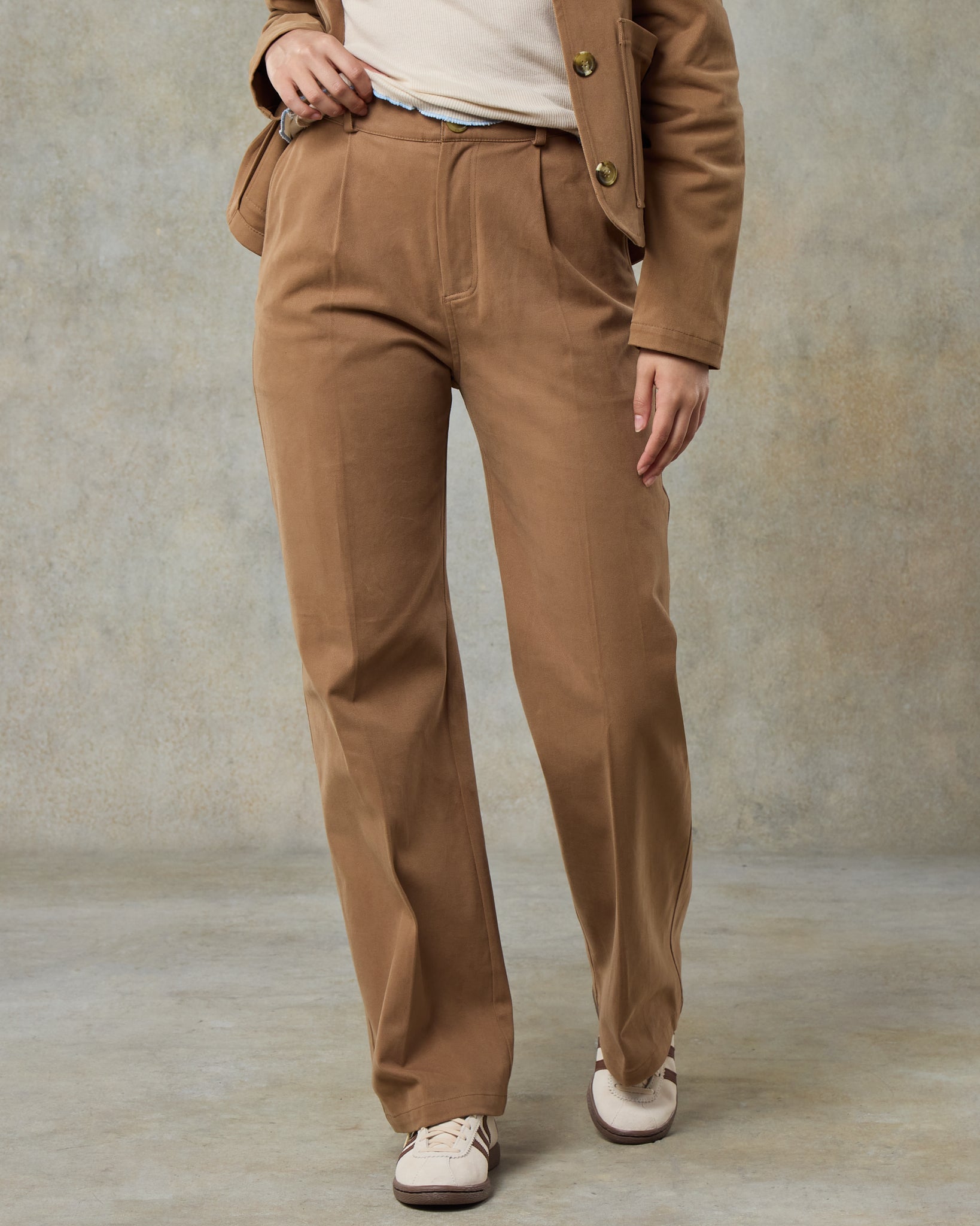 Womens Mocha Cotton Trouser