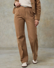 Womens Mocha Cotton Trouser