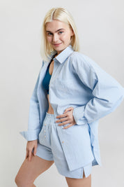 Lomandra ethical-cotton pyjama shorts - Blue Stripe