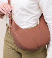 River Vegan Bio-Based Bamboo Leather Hobo Bag in Brown