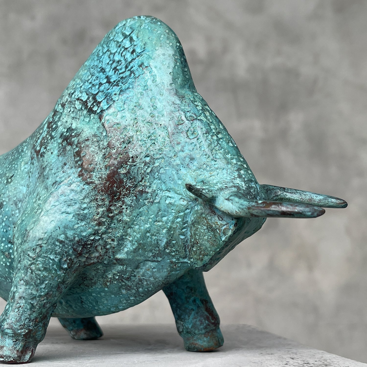 Patinated Charging American Bison