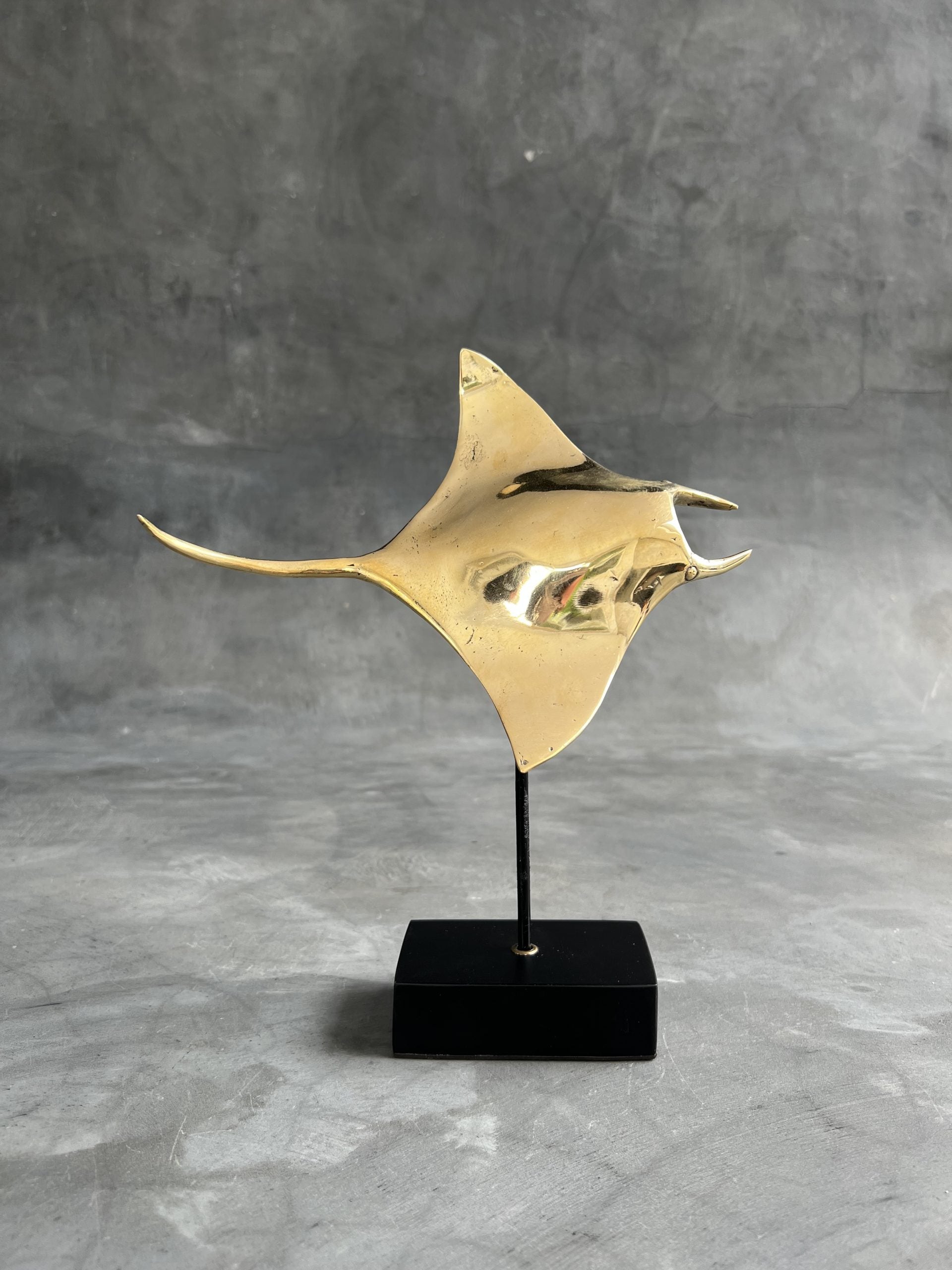Floating Manta Ray in Polished Bronze