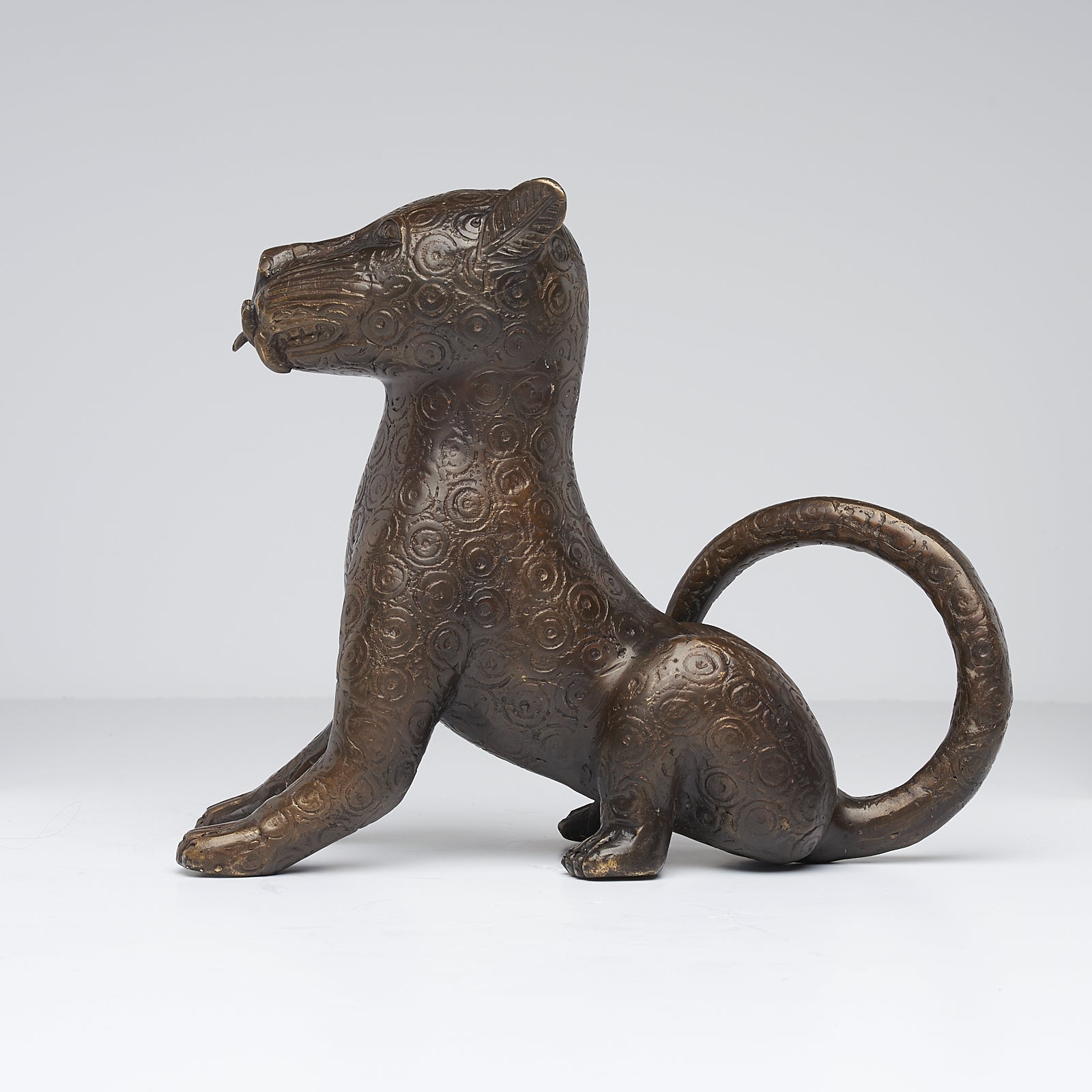 Bronze Sitting Benin Leopard