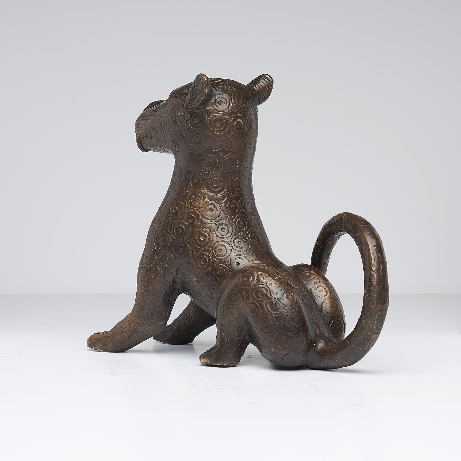 Bronze Sitting Benin Leopard