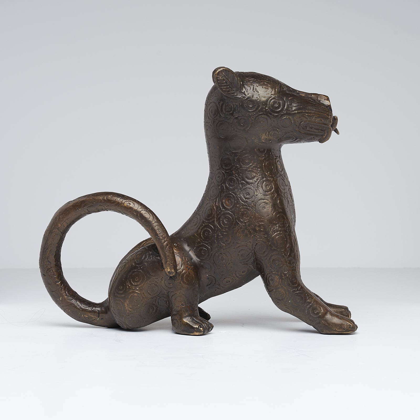 Bronze Sitting Benin Leopard