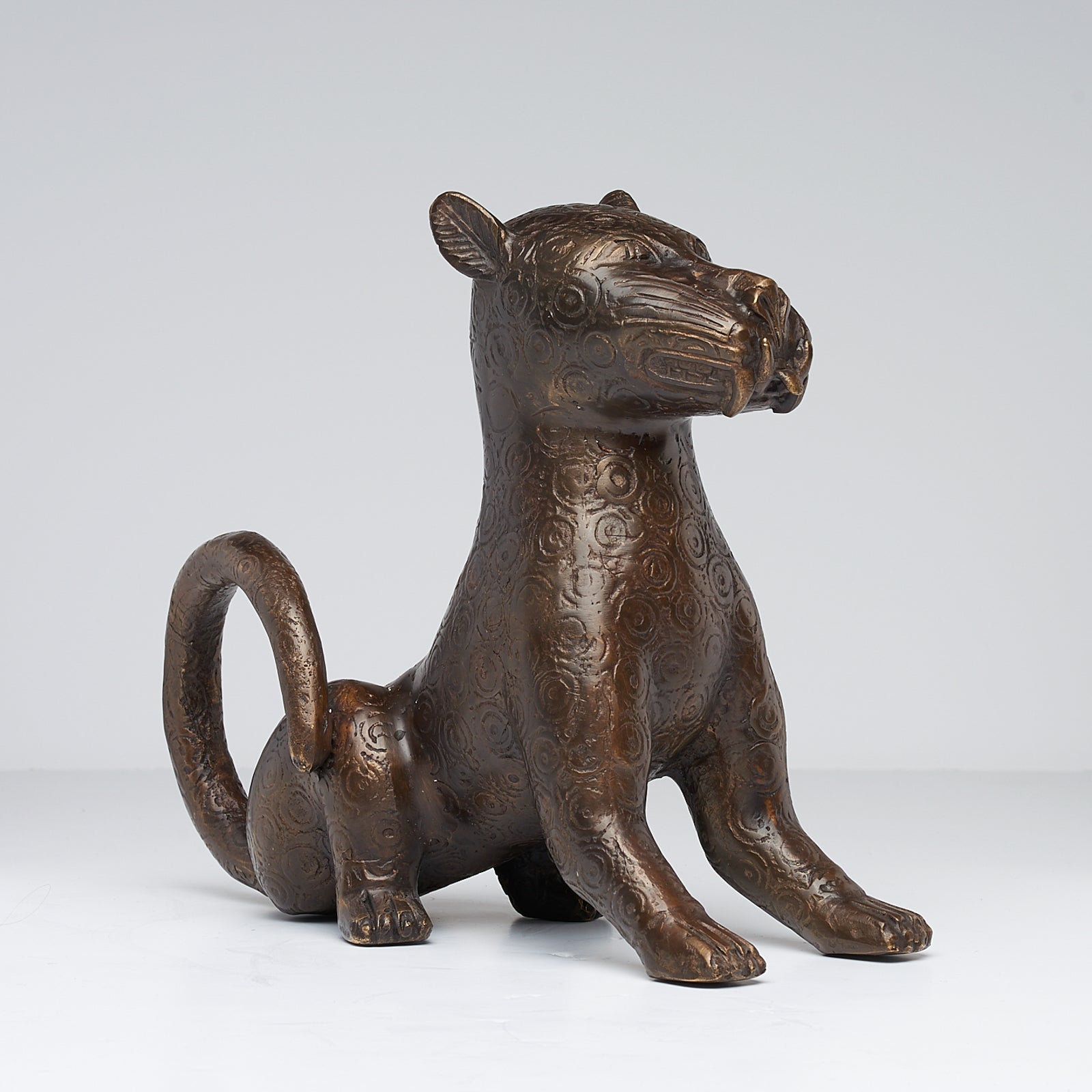 Bronze Sitting Benin Leopard