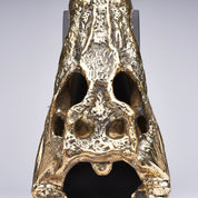 Medium Saltwater Crocodile Skull in Polished Bronze