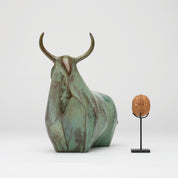 Large Patinated Heavy Bronze Bull