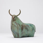 Large Patinated Heavy Bronze Bull