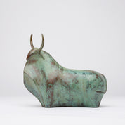 Large Patinated Heavy Bronze Bull