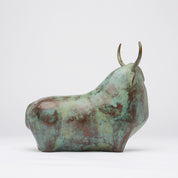 Large Patinated Heavy Bronze Bull