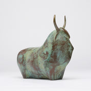 Large Patinated Heavy Bronze Bull