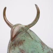 Large Patinated Heavy Bronze Bull