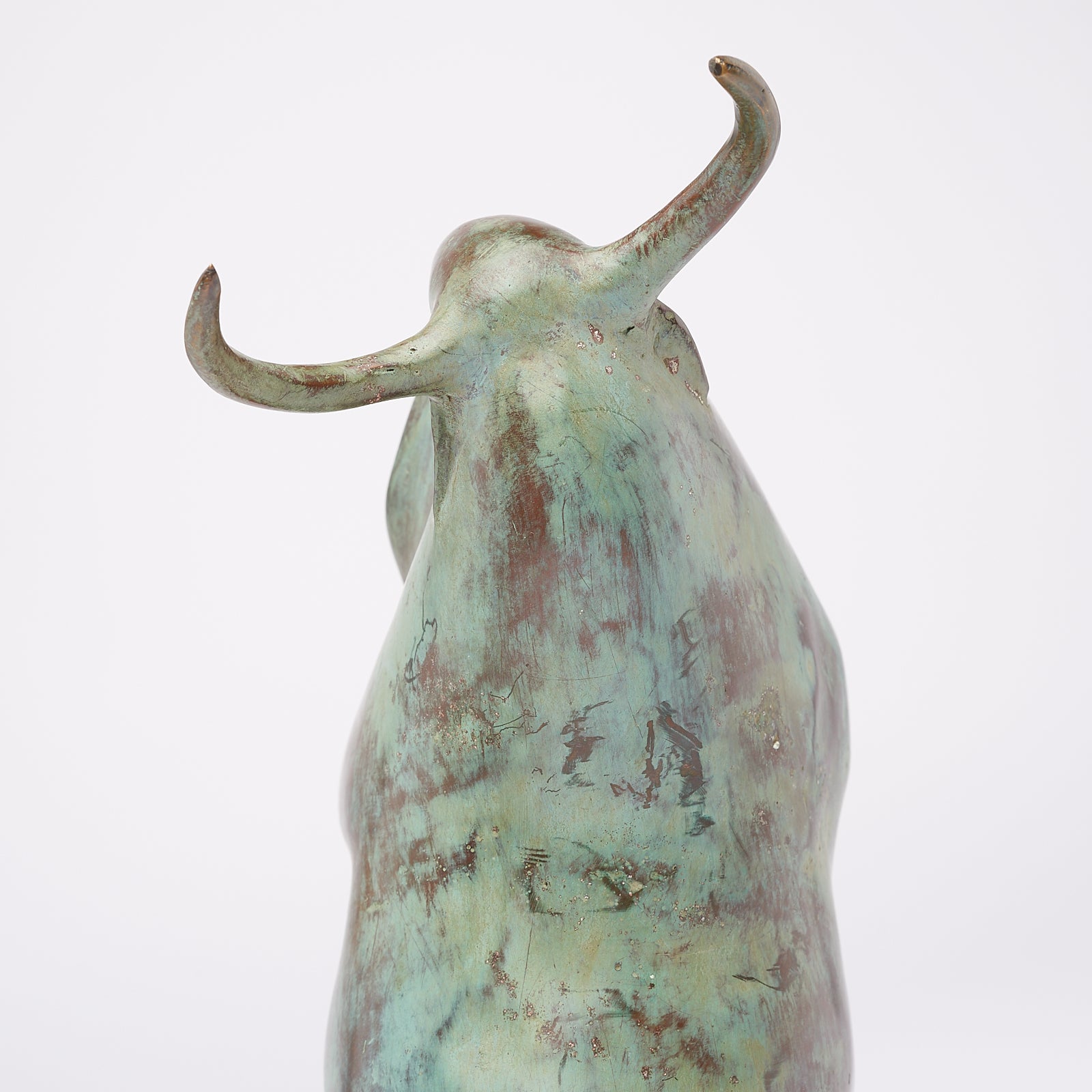 Large Patinated Heavy Bronze Bull