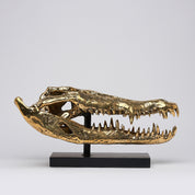Extra Large Saltwater Crocodile Skull in Polished Bronze