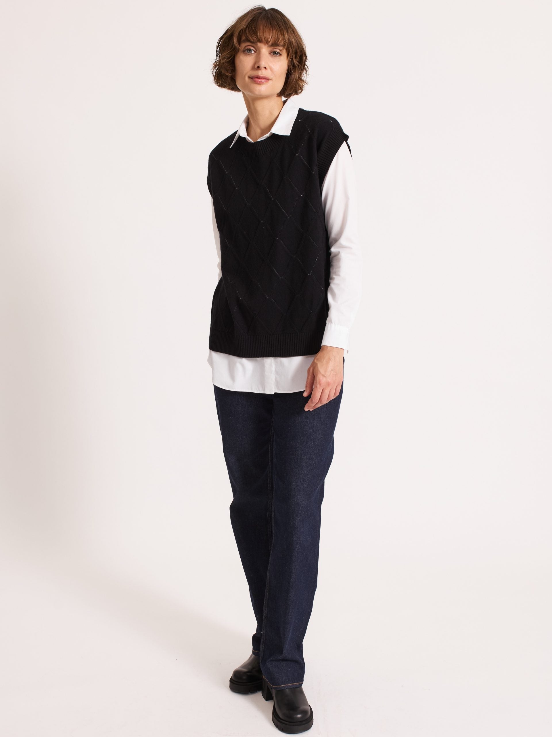 Diamond Knit Tank Top Charcoal