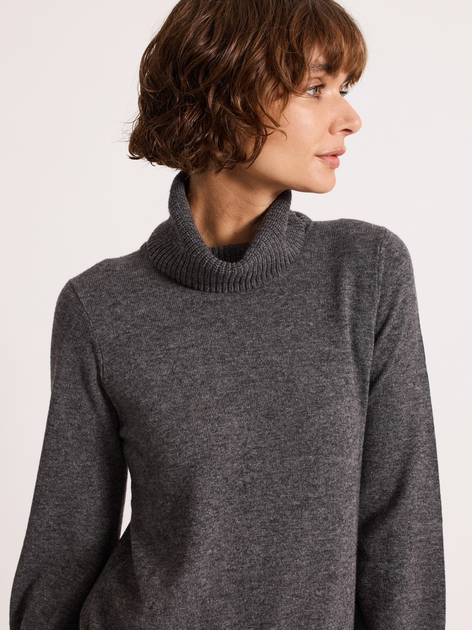 Longline Rollneck Gunmetal