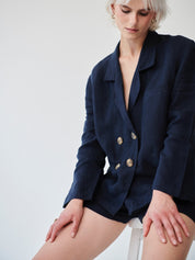 Ethically Made Navy Linen Suit With Shorts